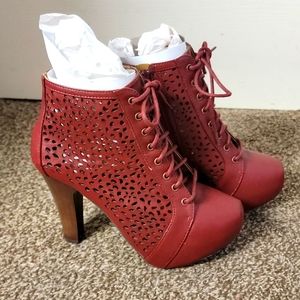 Burgundy heeled boots